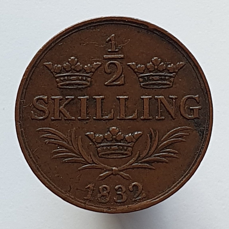 Karl XIV Johan 1/2 Skilling 1832