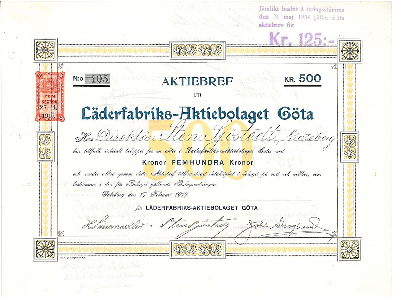 Läderfabriks AB Göta, 1917