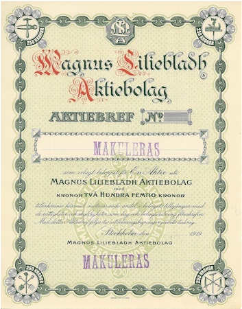Magnus Liliebladh AB, blankett