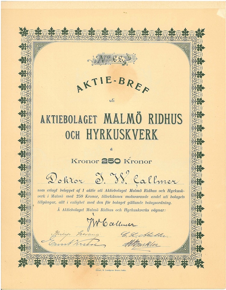 Malmö Ridhus och Hyrkuskverk, AB