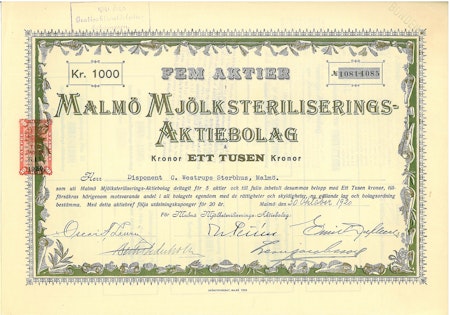 Malmö Mjölksteriliserings AB, 1920