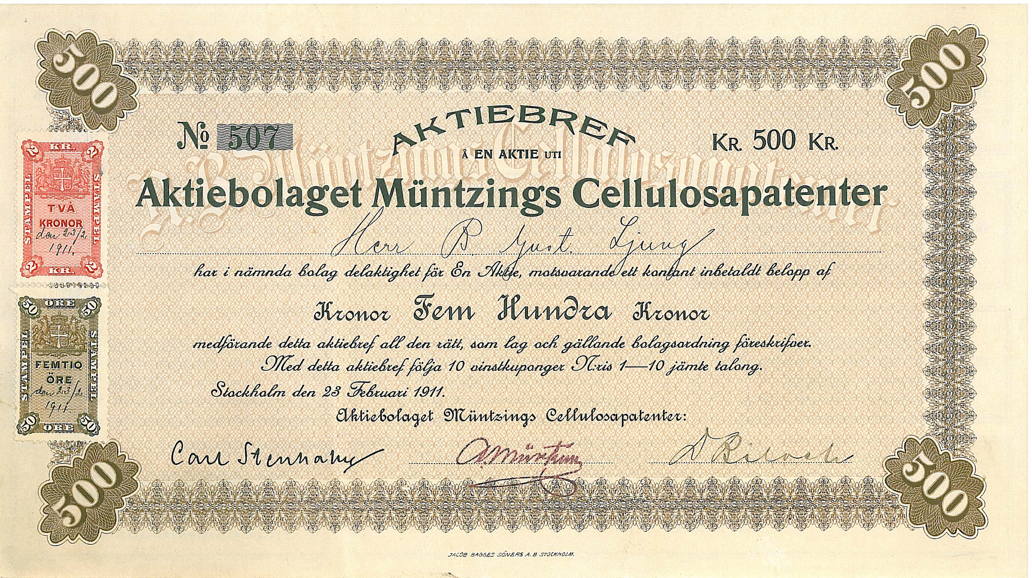 Müntzings Cellulosapatenter, AB