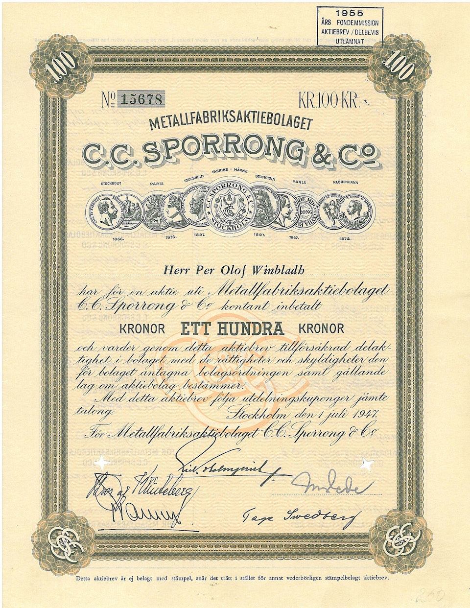 Metallfabriks AB C.C. Sporrong & Co, 1947