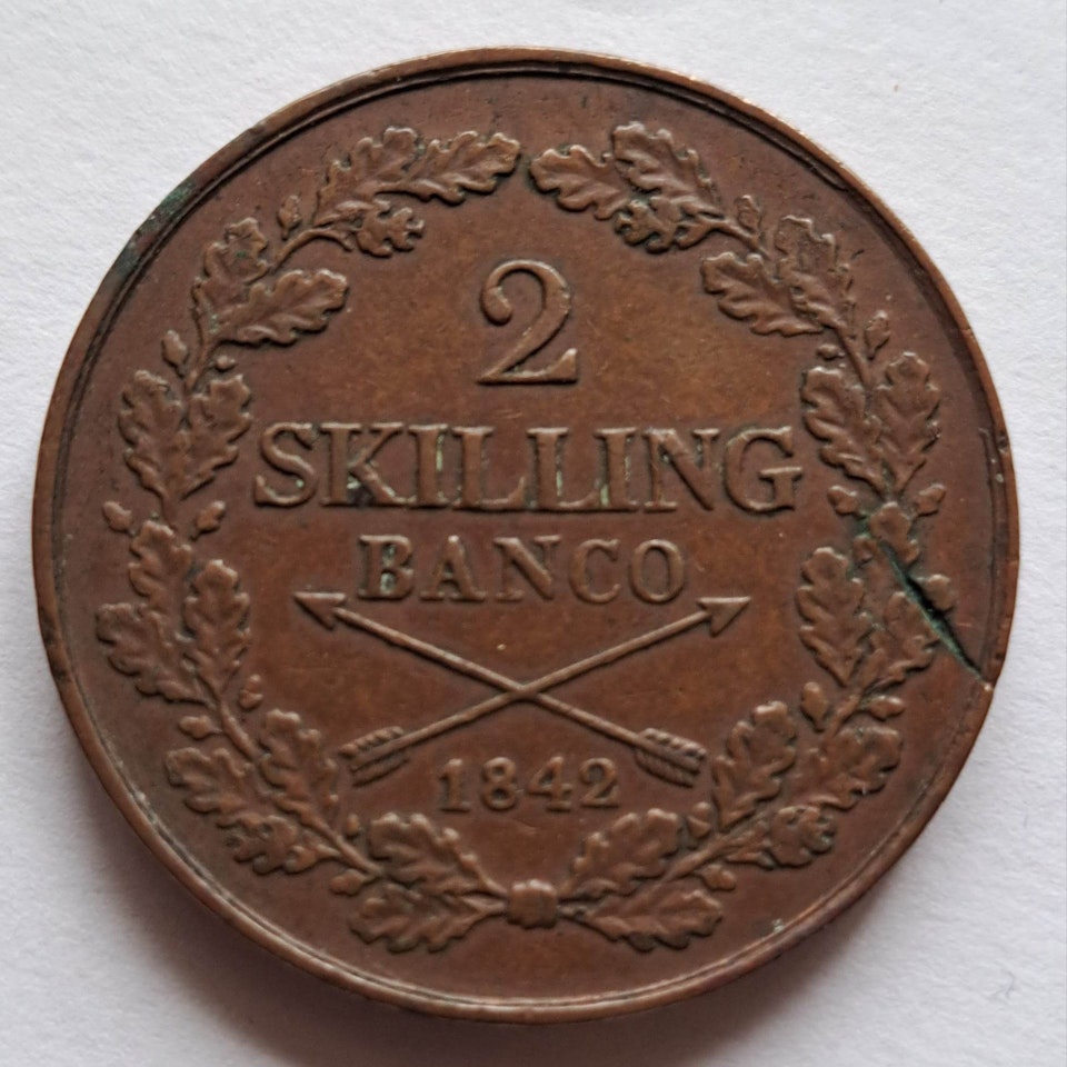 Karl XIV Johan 2 Skilling Banco 1842
