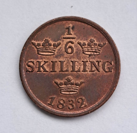 Karl XIV Johan 1/6 Skilling Banco 1832