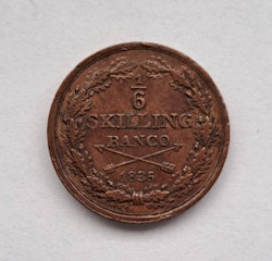 Karl XIV Johan 1/6 Skilling Banco 1835