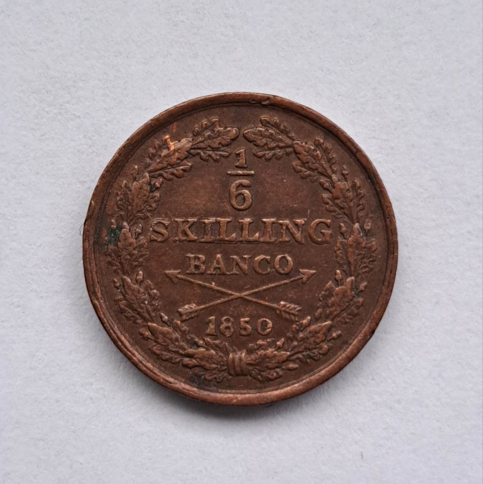 Oscar I, 1/6 Skilling Banco, 1850
