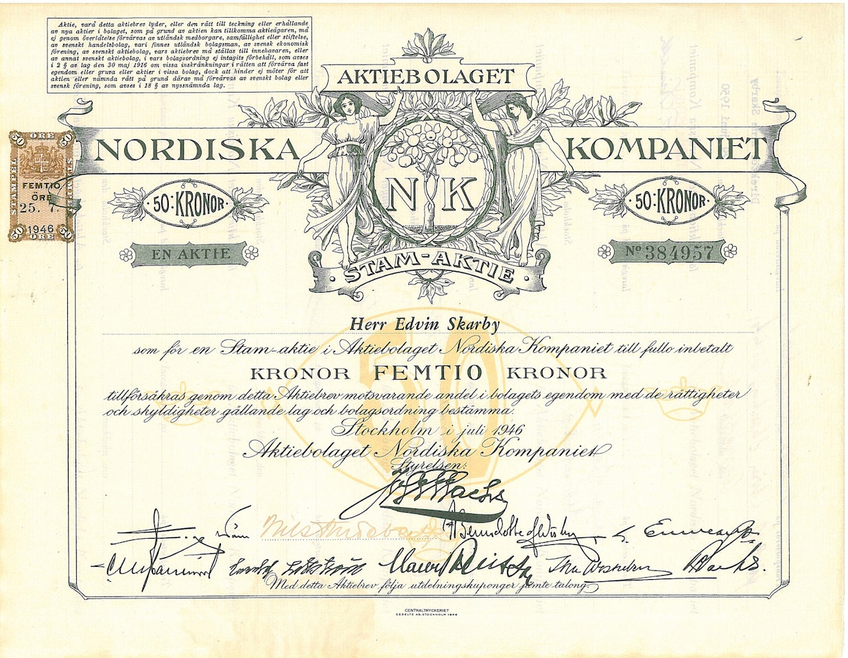 Nordiska Kompaniets AB, NK, 1946