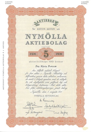 Nymölla AB, 500 kr, 1971