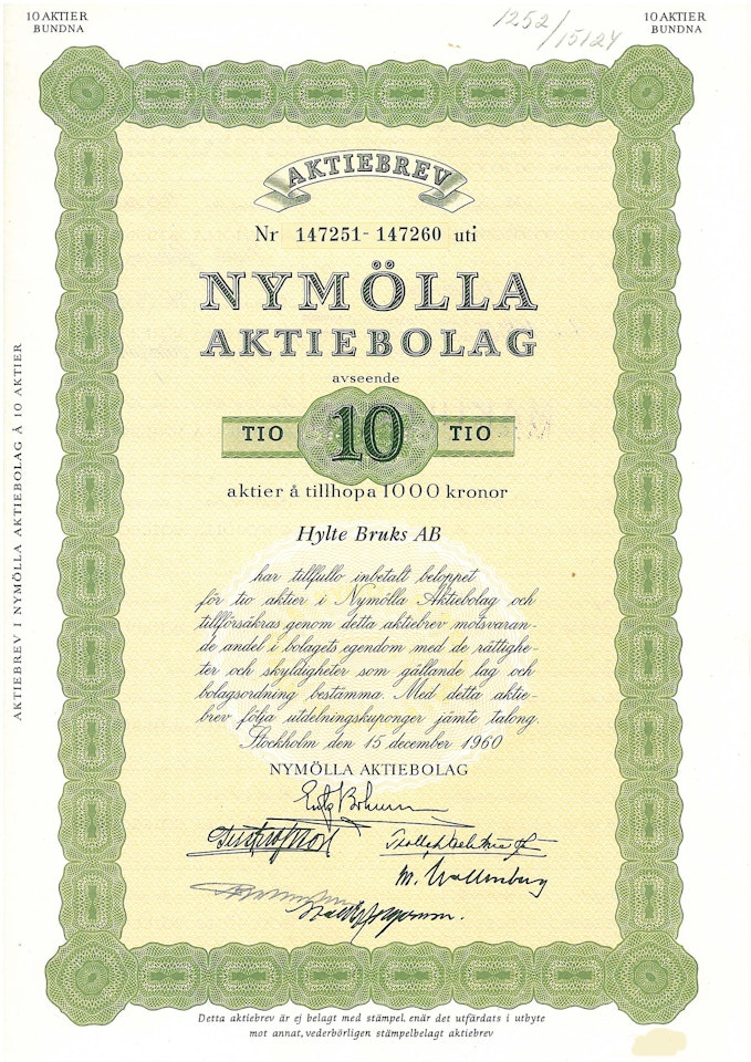 Nymölla AB, 1000 kr, 1960