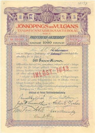 Jönköpings och Vulcans Tändsticksfabriks AB, 1904