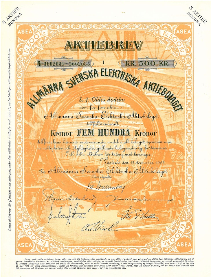 Allmänna Svenska Elektriska AB, ASEA 1962