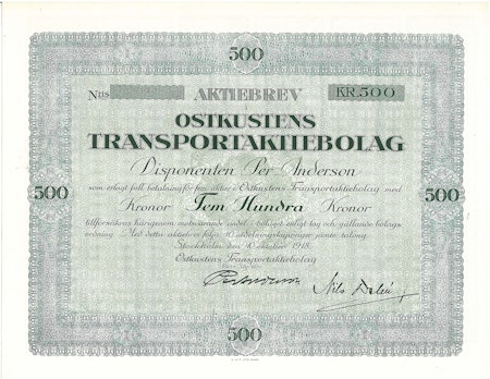 Ostkustens Transport AB, 500 kr