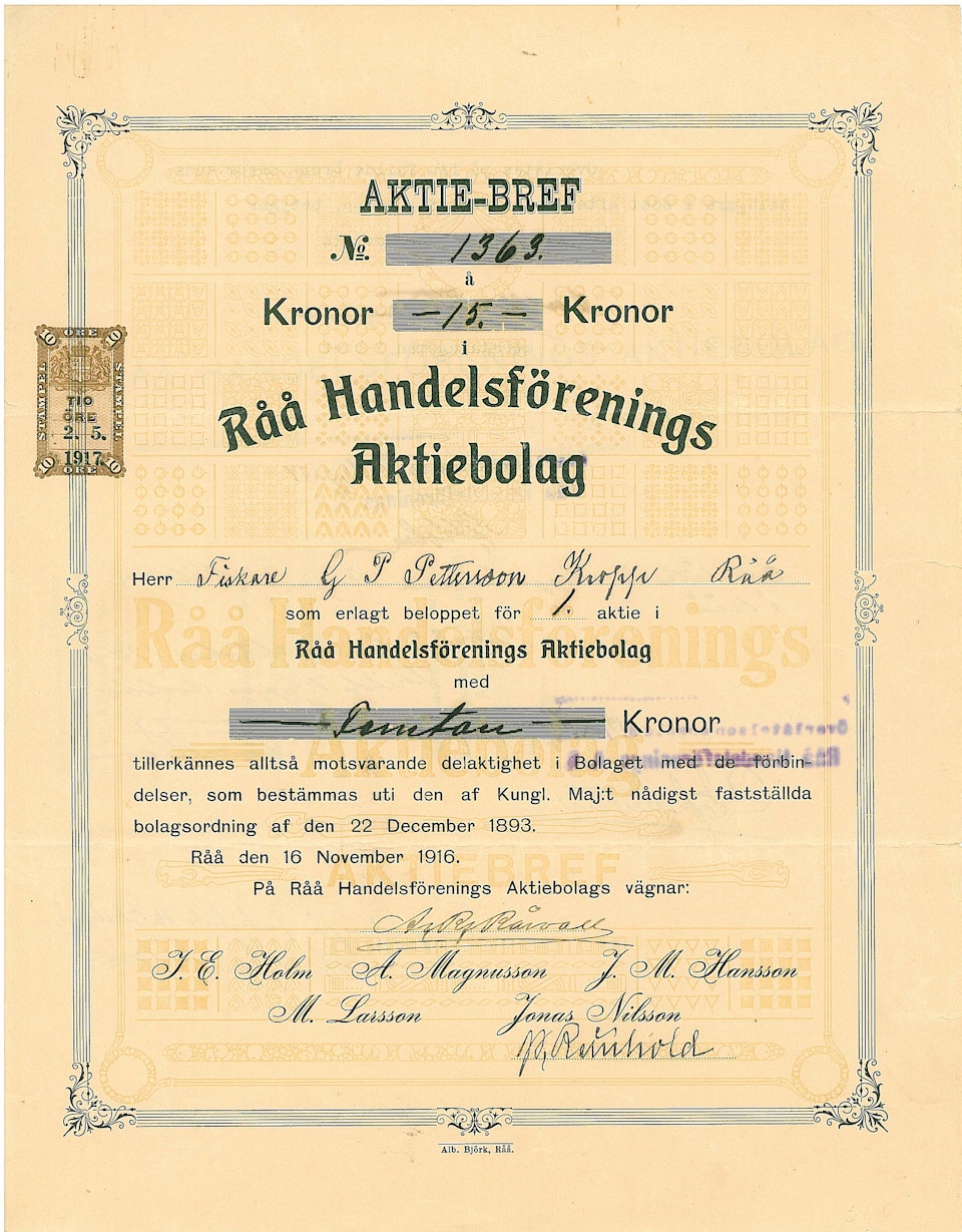 Råå Handelsförenings AB, 1916