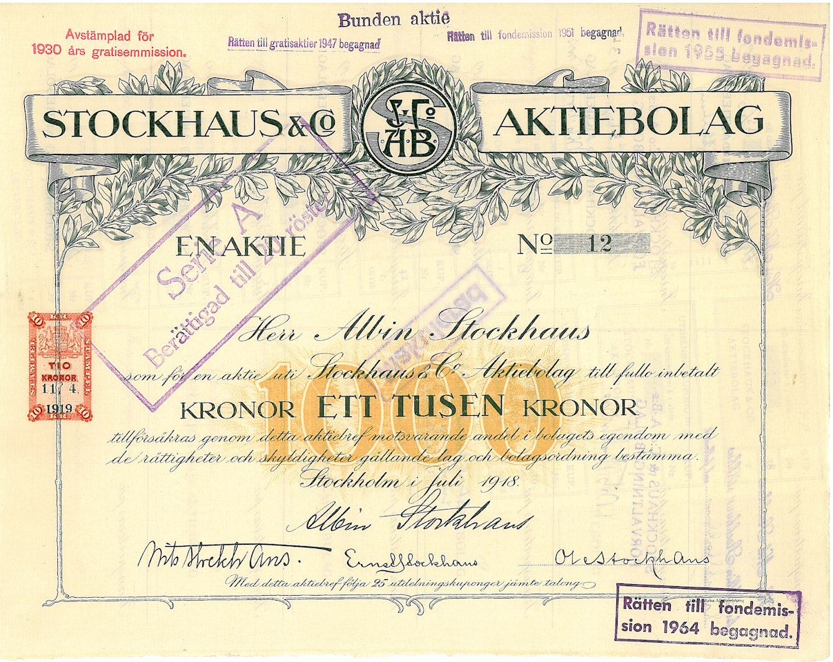 Stockhaus & Co AB, 10 000 kr