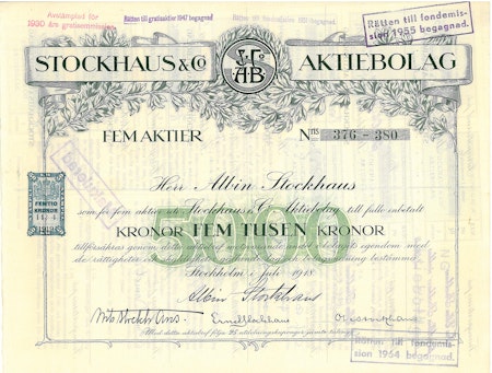 Stockhaus & Co AB, 5 000 kr