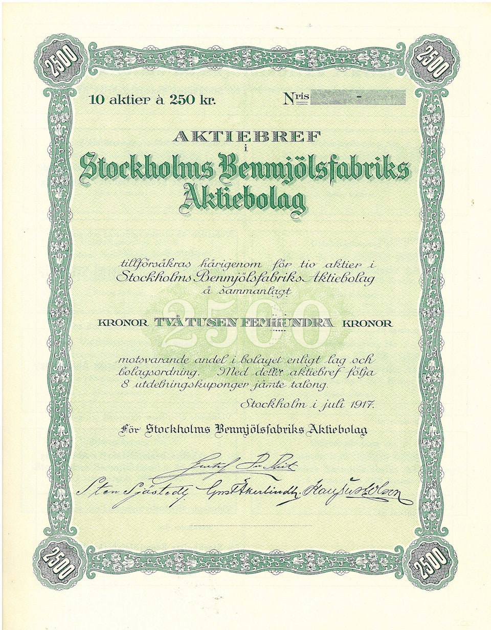 Stockholms Benmjölsfabriks AB, 2 500 kr