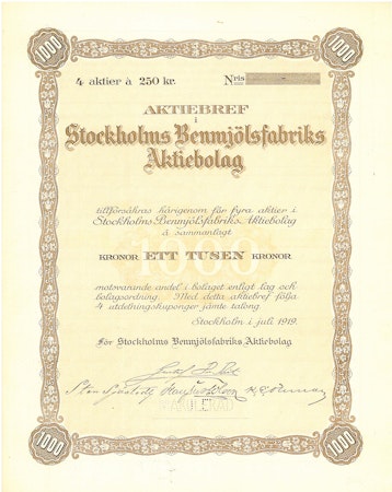 Stockholms Benmjölsfabriks AB, 1000 kr