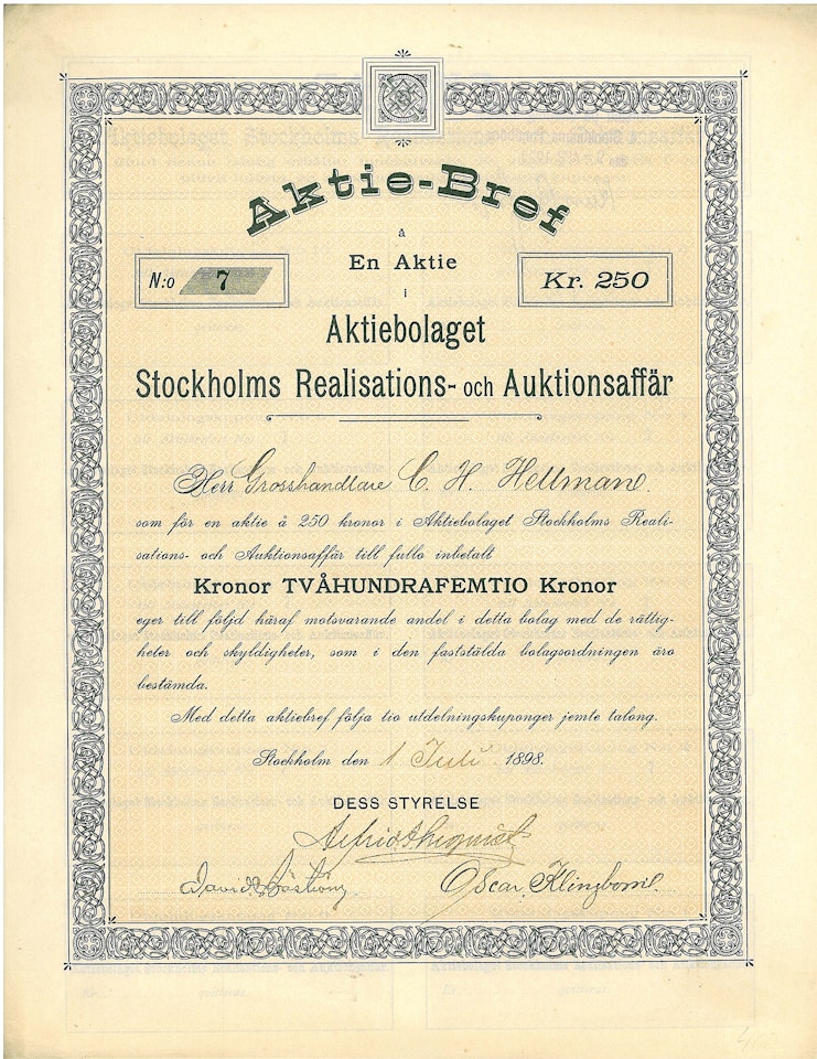 Stockholms Realisations och Auktionsaffär, AB