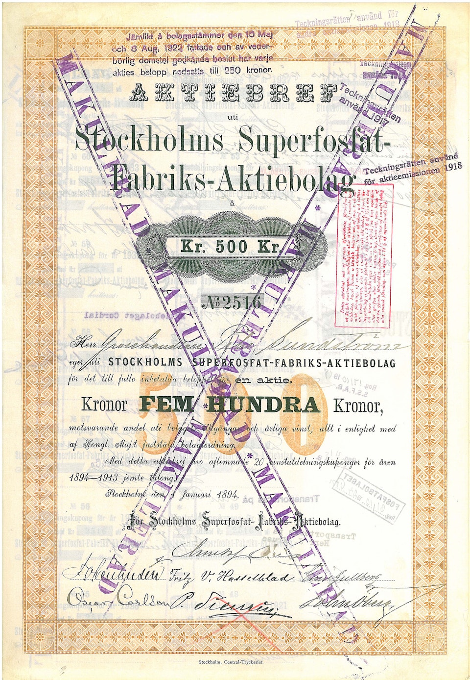Stockholms Superfosfat Fabriks AB, 1894