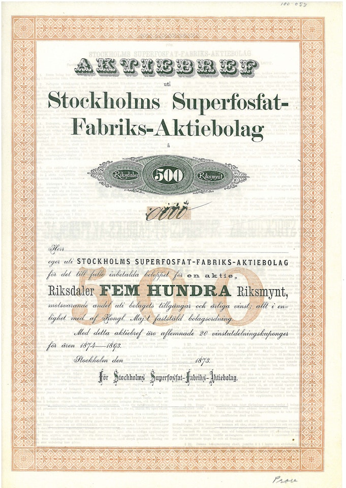 Stockholms Superfosfat Fabriks AB, Provtryck
