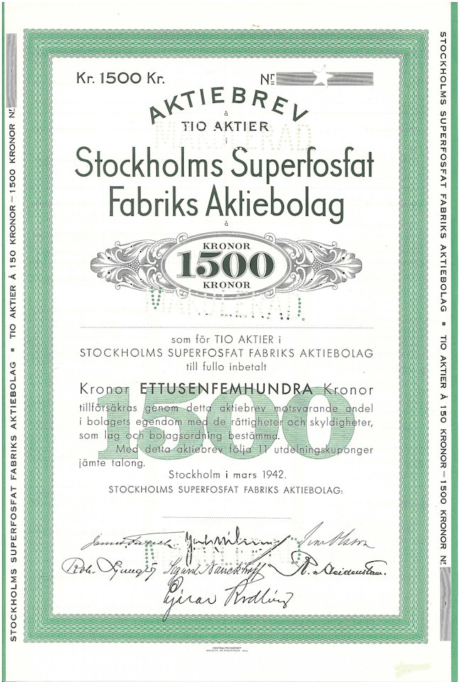 Stockholms Superfosfat Fabriks AB, 1942