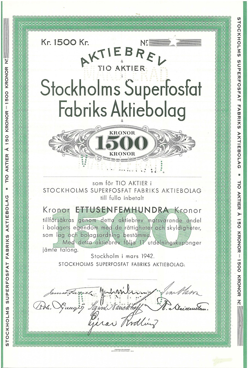 Stockholms Superfosfat Fabriks AB, 1942