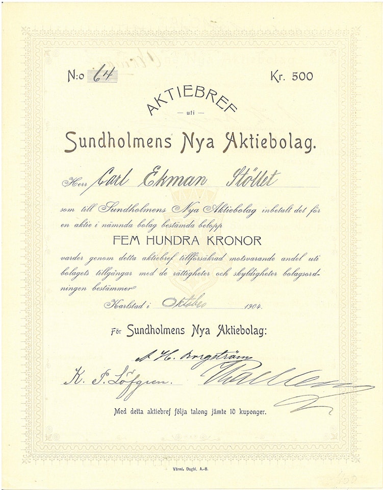 Sundholmens Nya AB, 1904