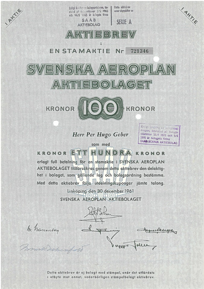 Svenska Aeroplan AB, 1961