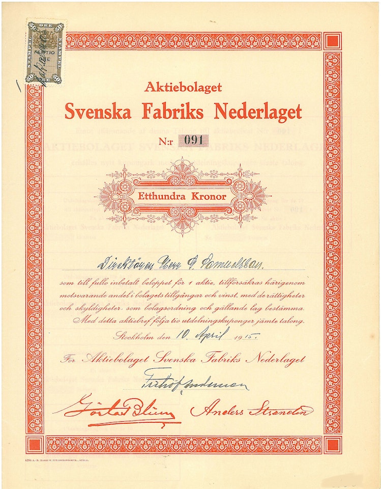 Svenska Fabriks Nederlaget, AB