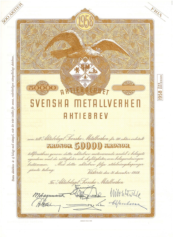 Svenska Metallverken, AB, 1958