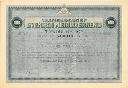 Svenska Metallverken, AB, Obligation
