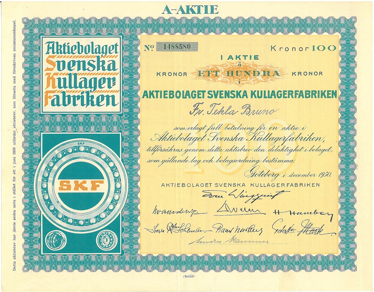 Svenska Kullagerfabriken, AB SKF 1950