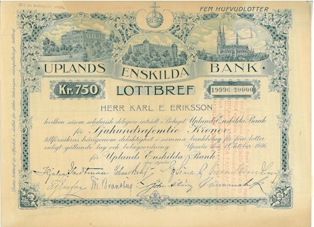 Uplands Enskilda Bank, 1916