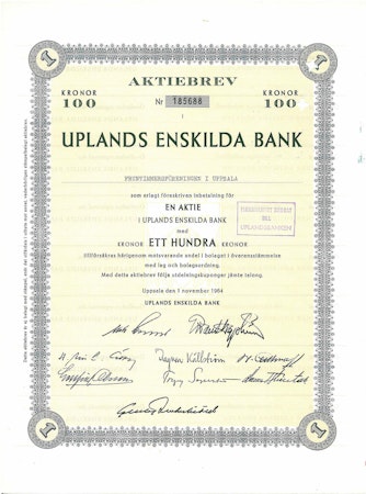 Uplands Enskilda Bank, 1964