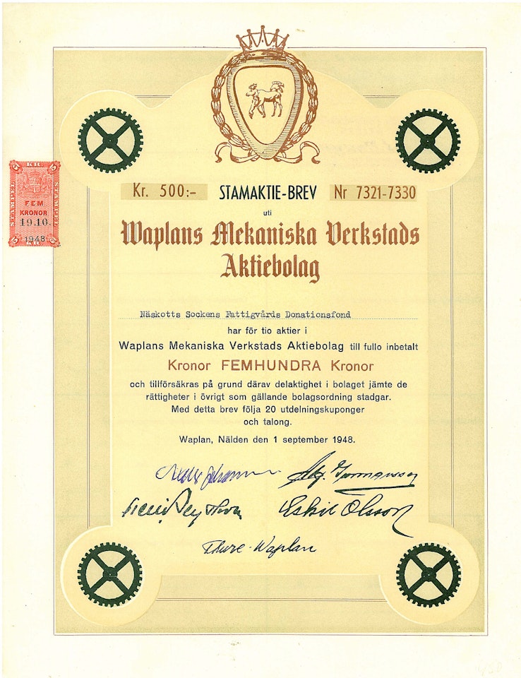 Waplans Mekaniska Verkstads AB, 1948