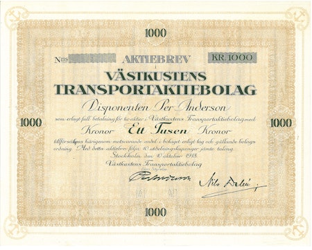 Västkustens Transport AB, 1000  kr