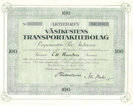 Västkustens Transport AB, 100  kr