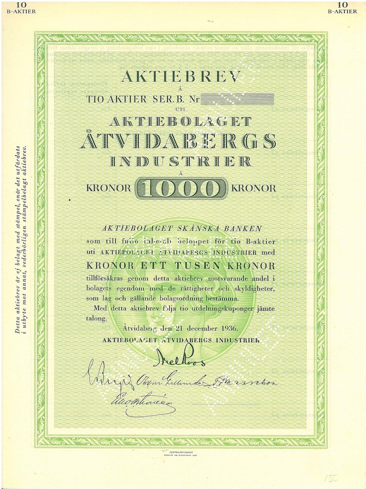 Åtvidabergs Industrier, AB, 1936