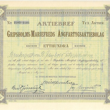 Gripsholms-Mariefreds Ångfartygs AB, 100 kr, 1905