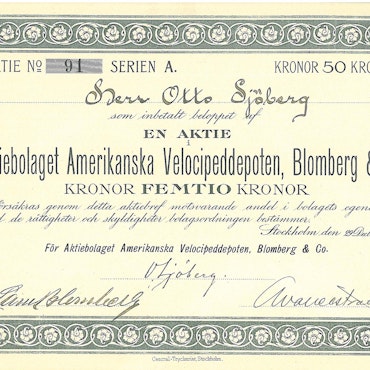 Amerikanska Velocipeddepoten, Blomberg & Co.