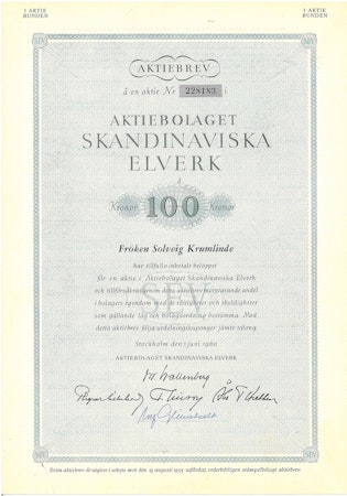 Skandinaviska Elverk, AB, 1960