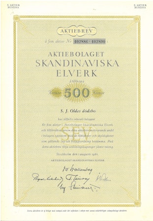Skandinaviska Elverk, AB, 500 kr