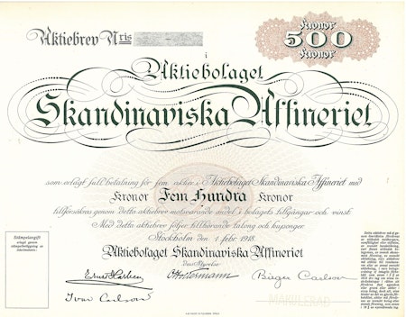 Skandinaviska Affineriet, AB, 500 kr