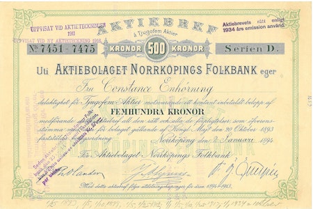 Norrköpings Folkbank, AB, 1894