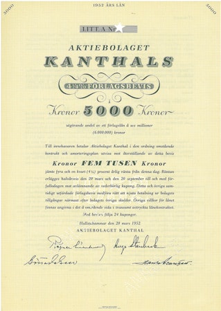 Kanthals, AB, 4 1/4 % Förlagsbevis