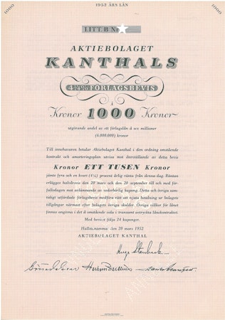 Kanthals, AB, 4 1/4 % Förlagsbevis
