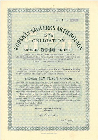 Korsnäs Sågverks AB, 5 % Obligation