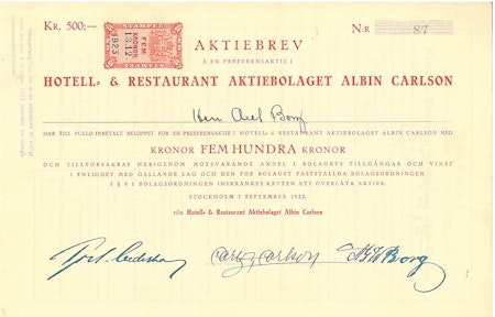 Hotell & Restaurant AB Albin Carlson