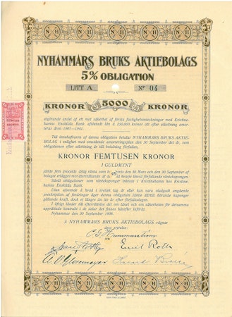 Nyhammars Bruks AB 5% obligation